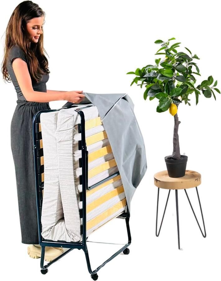 TROONZ Opklapbed Deluxe 90x200 cm – Vouwbed Logeerbed – incl. Koudschuimmatras Inklapbaar Logeermatras 30 nachten proefslapen Lattenbodem Incl. Wielen Eenpersoonsbed - Foto 6