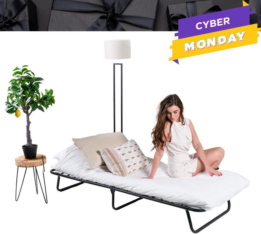 TROONZ Opklapbed Siena Deluxe 80x190 cm – Vouwbed Eenpersoons – Compact Inklapbaar Logeerbed – Gemakkelijk Op te Bergen – Ruimtebesparend Bed – Luxe Slaapoplossing - Foto 2