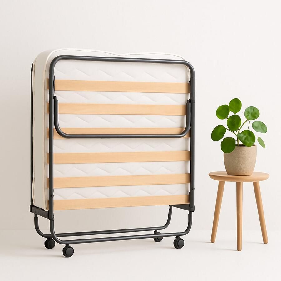 Troonz Vouwbed Verona 120x200 cm – Opklapbed Logeerbed met Luxe Ergonomisch Matras van 12 cm Lattenbodem Tweepersoonsbed Twijfelaar