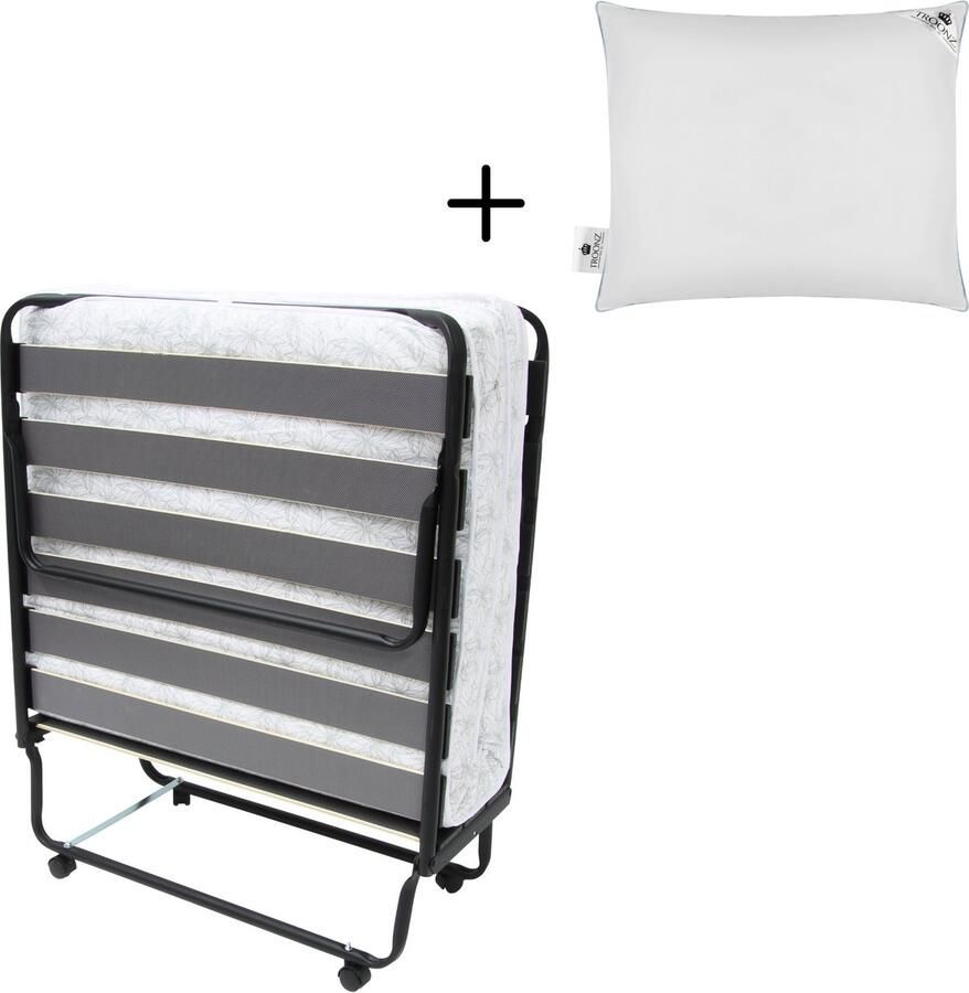 TROONZ Opklapbed Morena Royal 90 x 200 cm Logeerbed + Hoofdkussen Luxe Matras Vouwbed Eenpersoonsbed Logeermatras Opvouwbaar 30 dagen proefslapen