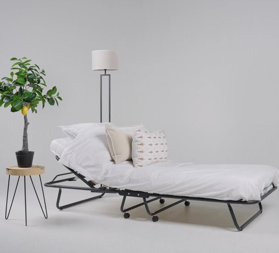 TROONZ Opklapbed Napoli 90x200 cm – Handmatig Verstelbaar Vouwbed met Luxe Matras – Compact Logeerbed Inklapbaar – Verstelbaar Eenpersoonsbed - Foto 5