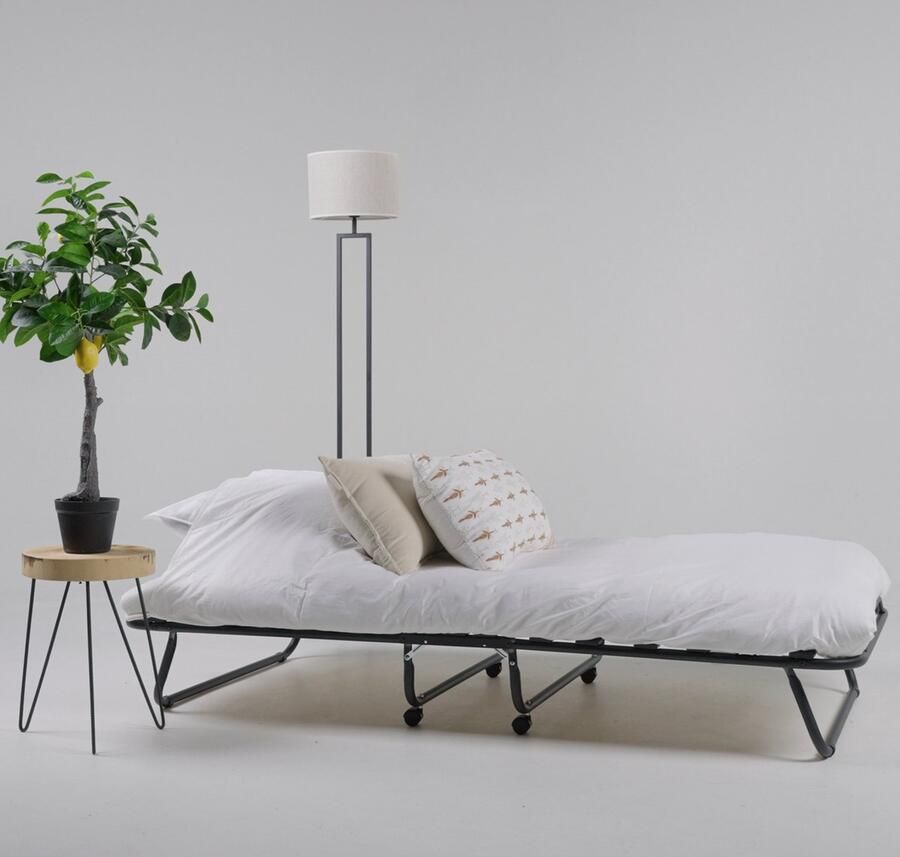 TROONZ Opklapbed Venetia Deluxe 90x190 Vouwbed incl. Luxe Matras van 10.5 cm Logeerbed Inklapbaar Lattenbodem Incl. Wielen Eenpersoonsbed - Foto 4