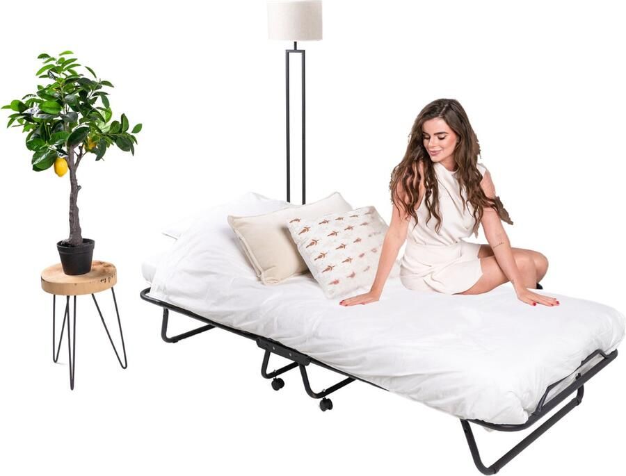 TROONZ Opklapbed Verona 90x200 cm – Eenpersoons Vouwbed Logeerbed met Luxe Ergonomisch Matras – Verstelbaar Bed – Ruimtebesparend Bed – Inklapbaar Logeerbed – Compact en Comfortabel - Foto 2