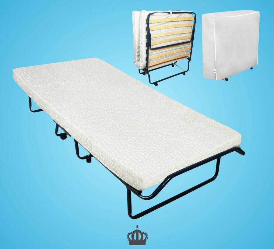 TROONZ Vouwbed Deluxe 90 x 200 cm Logeerbed + Gratis Hoofdkussen Opklapbed Eenpersoonsbed Logeermatras Opvouwbaar 30 dagen proefslapen