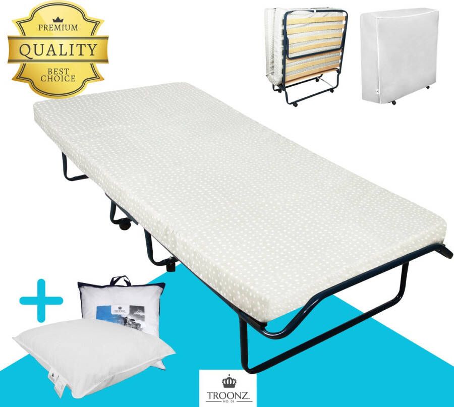 TROONZ Vouwbed Deluxe 90 x 200 cm Logeerbed + Gratis Hoofdkussen Opklapbed Eenpersoonsbed Logeermatras Opvouwbaar 30 dagen proefslapen - Foto 4