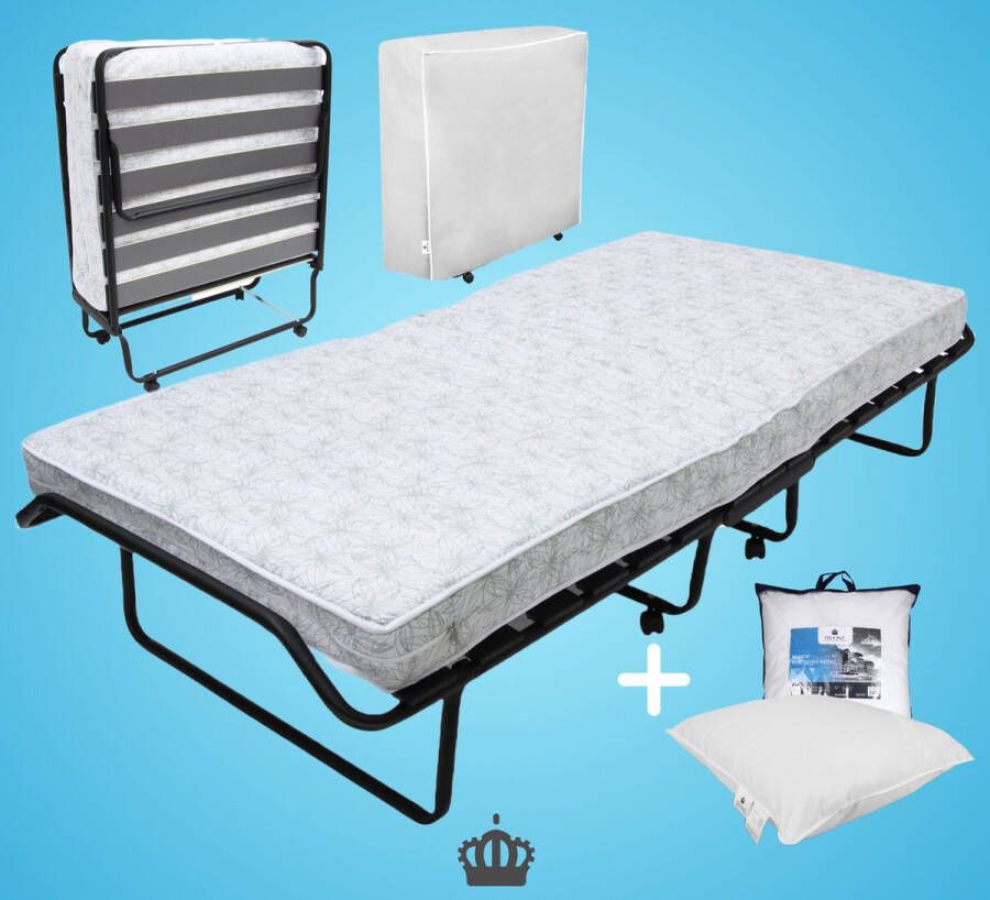 TROONZ Opklapbed Morena Royal 90 x 200 cm Logeerbed + Hoofdkussen Luxe Matras Vouwbed Eenpersoonsbed Logeermatras Opvouwbaar 30 dagen proefslapen - Foto 4