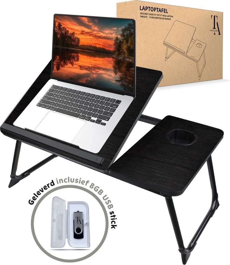 TrueLogic Alpha Laptop standaard Laptoptafel Voor laptops t m 17 inch Laptopstandaard Bedtafel Laptoptafel verstelbaar Ontbijttafel Ontbijt op bed Fully Black