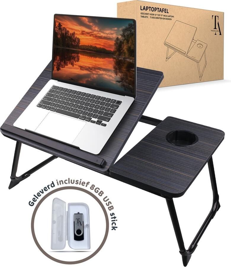 TrueLogic Alpha Laptop standaard Laptoptafel Voor laptops t m 17 inch Laptopstandaard Bedtafel Laptoptafel verstelbaar Ontbijttafel Ontbijt op bed Black Stripes