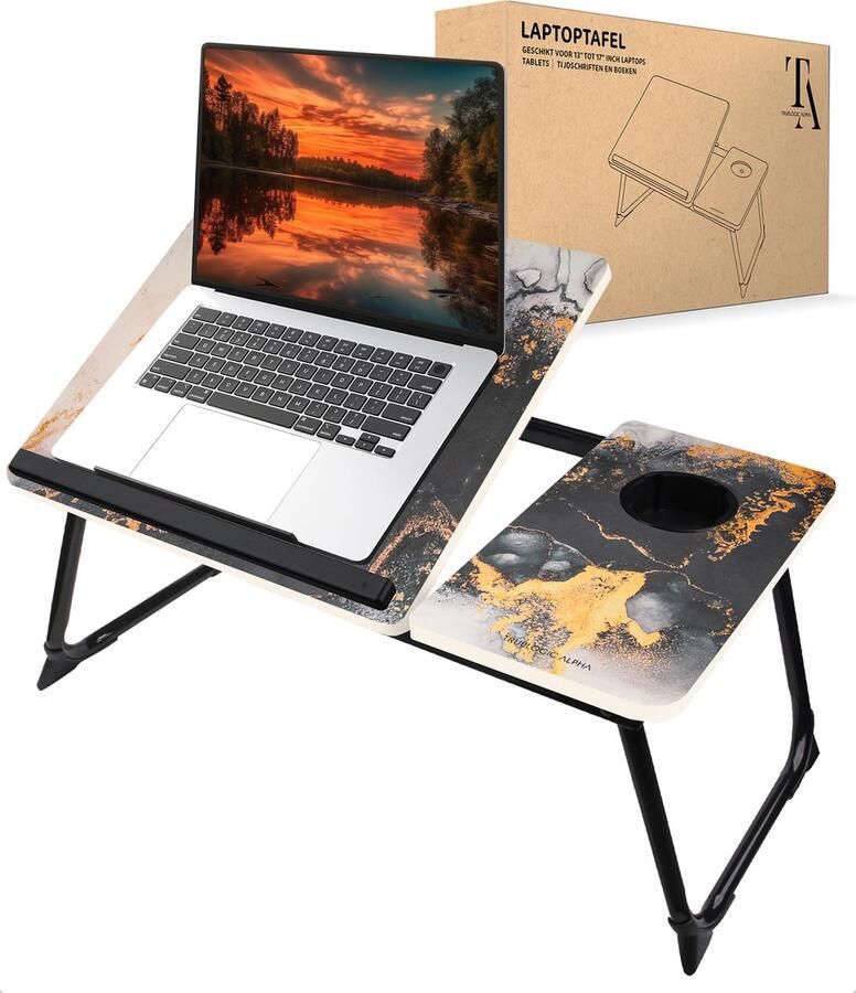 TrueLogic Alpha Bedtafel Laptoptafel Laptop standaard Voor laptops t m 17 inch Ontbijttafel Ontbijt op bed Geleverd inclusief 8 GB usb stick Midnight Glow