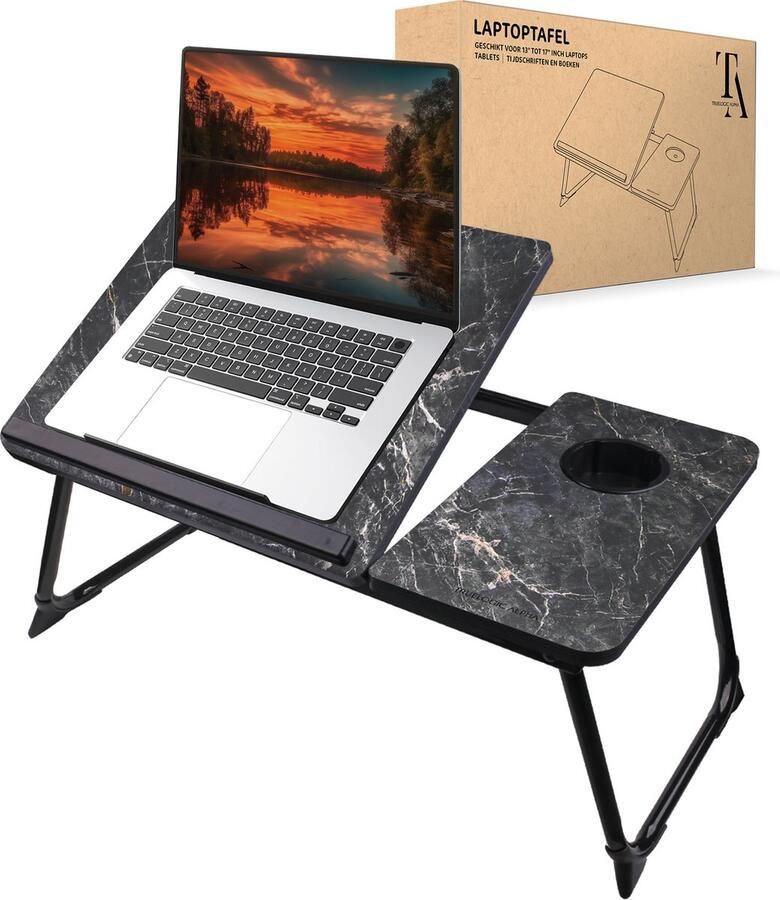 TrueLogic Alpha Bedtafel Laptoptafel Laptop standaard Voor laptops t m 17 inch Ontbijttafel Ontbijt op bed Geleverd inclusief 8 GB usb stick Black Astralbreeze