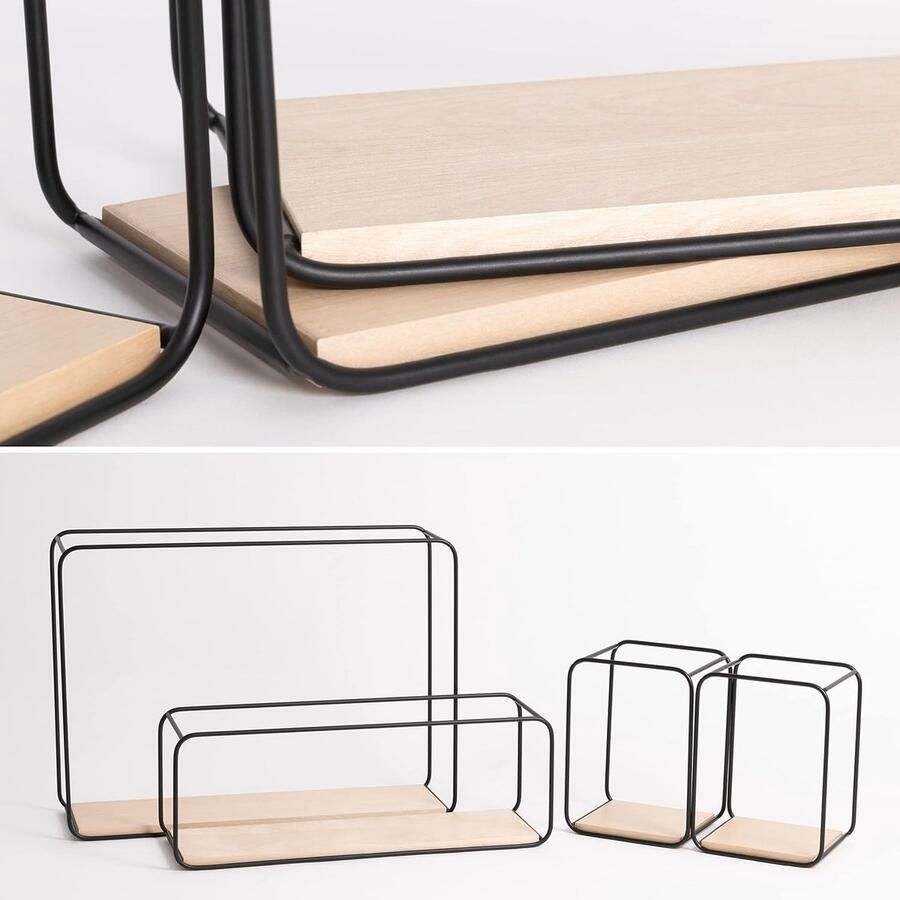 TrueLogic Alpha Elevate wandrek Set van 4 Decoratieve wandplanken Berk