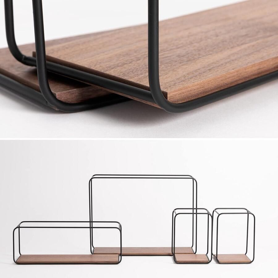 TrueLogic Alpha Elevate wandrek Set van 4 Decoratieve wandplanken Walnoot