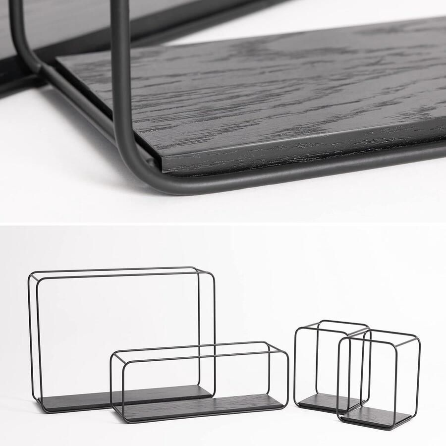 TrueLogic Alpha Elevate wandrek Set van 4 Decoratieve wandplanken Zwart eiken