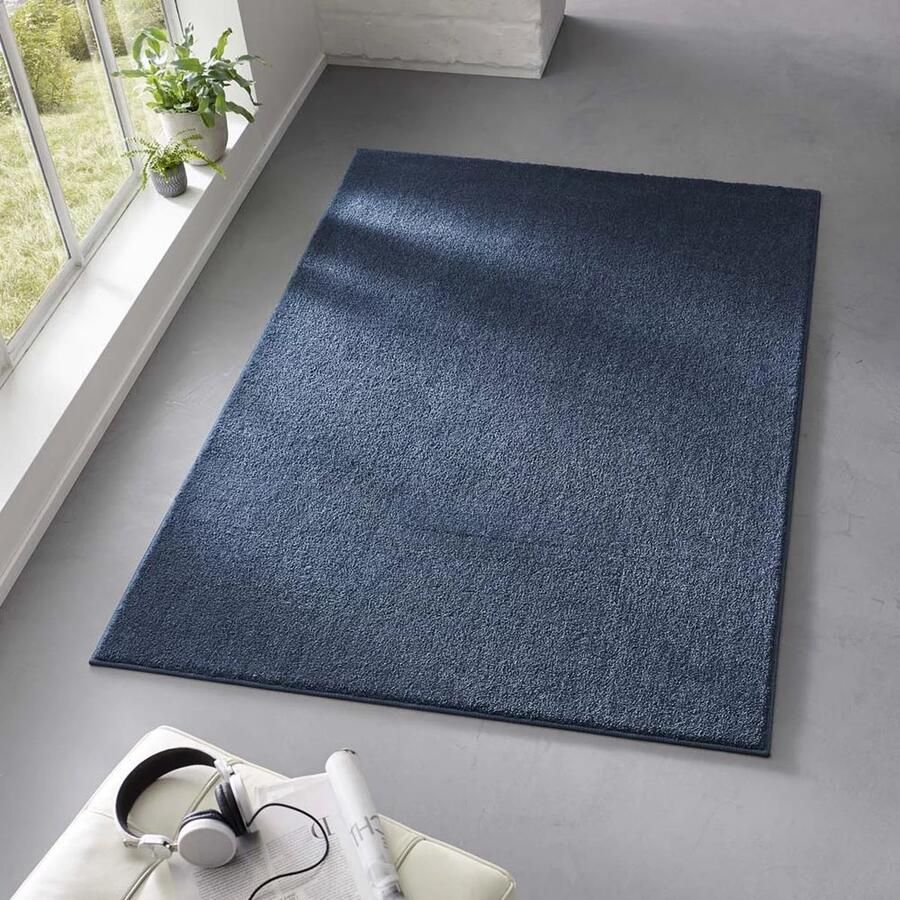 TrueWeave Laagpolig vloerkleed Bliss donkerblauw 140x200 cm