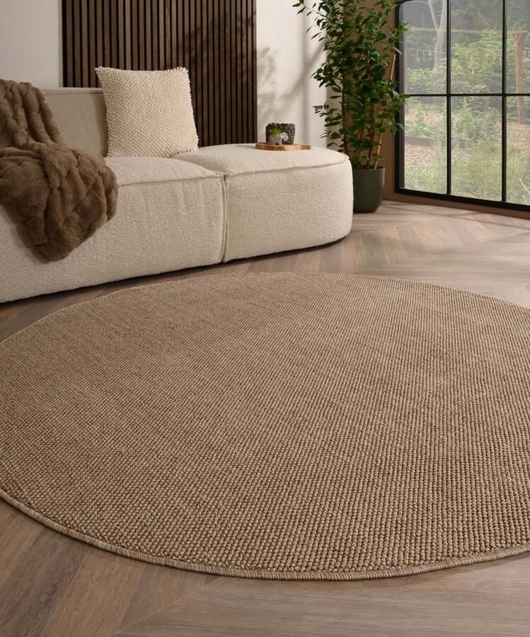 TrueWeave Rond laagpolig vloerkleed Loom bruin 200 cm rond
