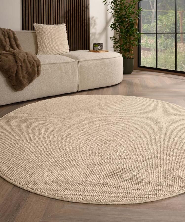 TrueWeave Rond laagpolig vloerkleed Loom crème 120 cm rond