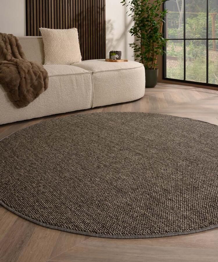 TrueWeave Rond laagpolig vloerkleed Loom grijs 200 cm rond