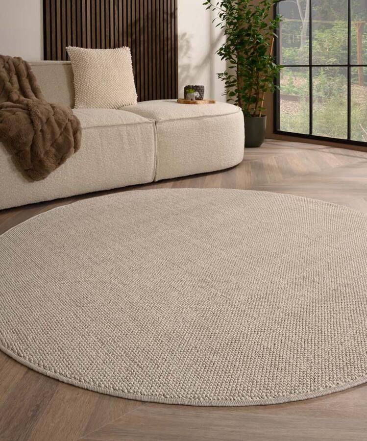 TrueWeave Rond laagpolig vloerkleed Loom zilver 160 cm rond