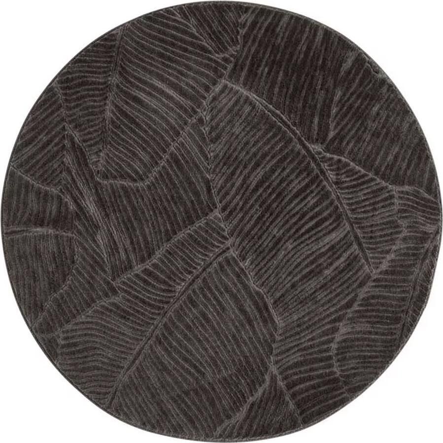 TrueWeave Rond zacht vloerkleed Fuzz Leaf antraciet 120 cm rond