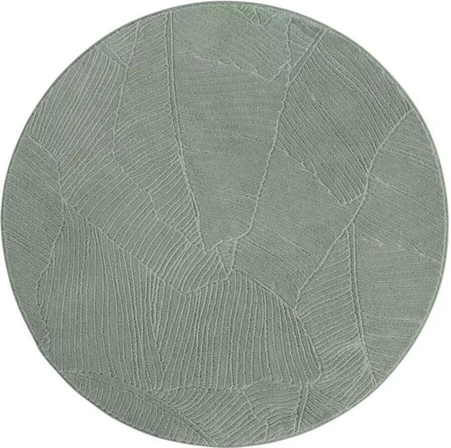 TrueWeave Rond zacht vloerkleed Fuzz Leaf groen 80 cm rond