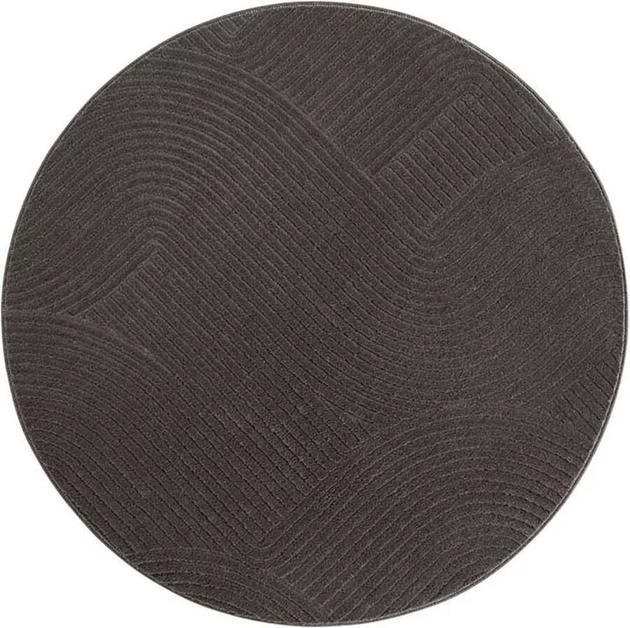 TrueWeave Rond zacht vloerkleed Fuzz Waves antraciet 80 cm rond