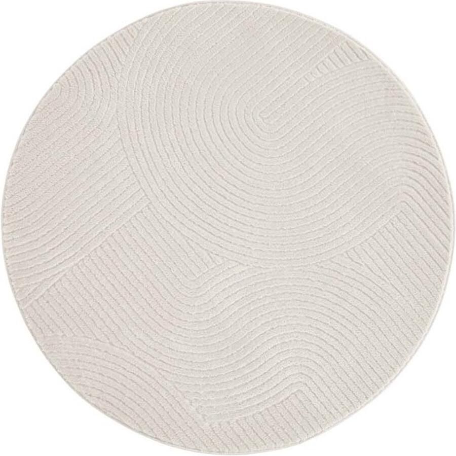 TrueWeave Rond zacht vloerkleed Fuzz Waves crème 80 cm rond