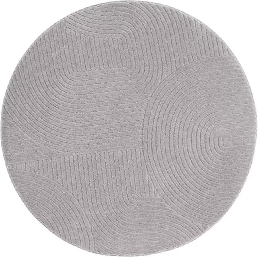 TrueWeave Rond zacht vloerkleed Fuzz Waves grijs 80 cm rond