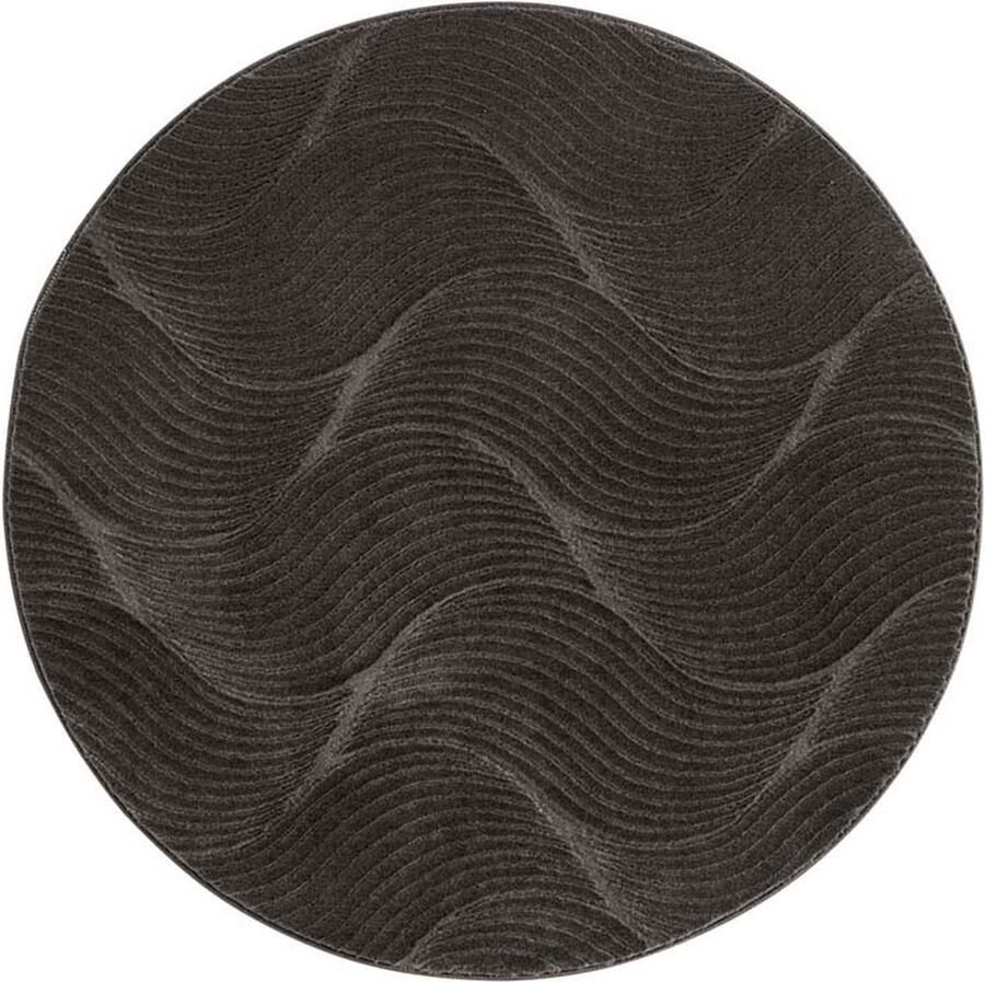 TrueWeave Rond zacht vloerkleed Fuzz Whirl antraciet 80 cm rond