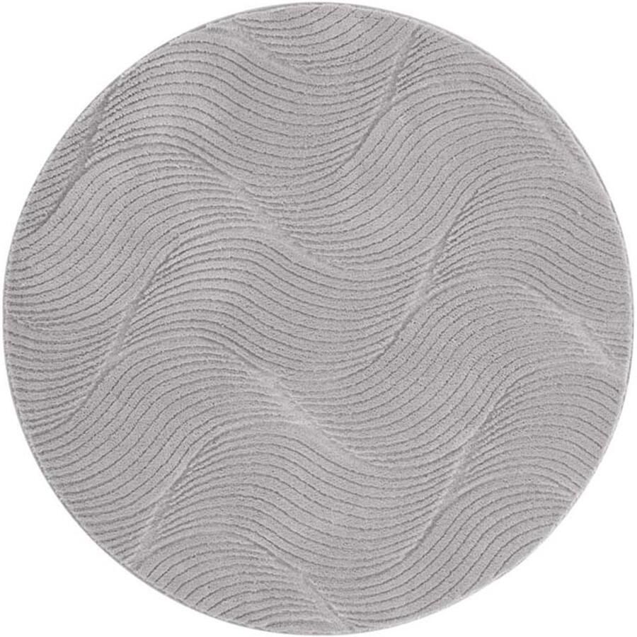 TrueWeave Rond zacht vloerkleed Fuzz Whirl grijs 120 cm rond