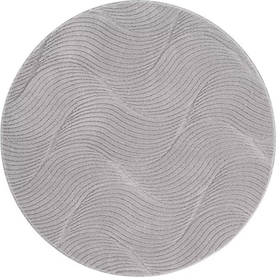 TrueWeave Rond zacht vloerkleed Fuzz Whirl grijs 80 cm rond