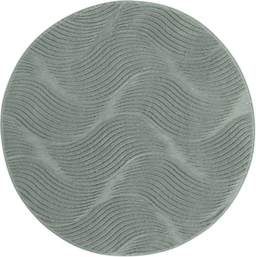 TrueWeave Rond zacht vloerkleed Fuzz Whirl groen 80 cm rond
