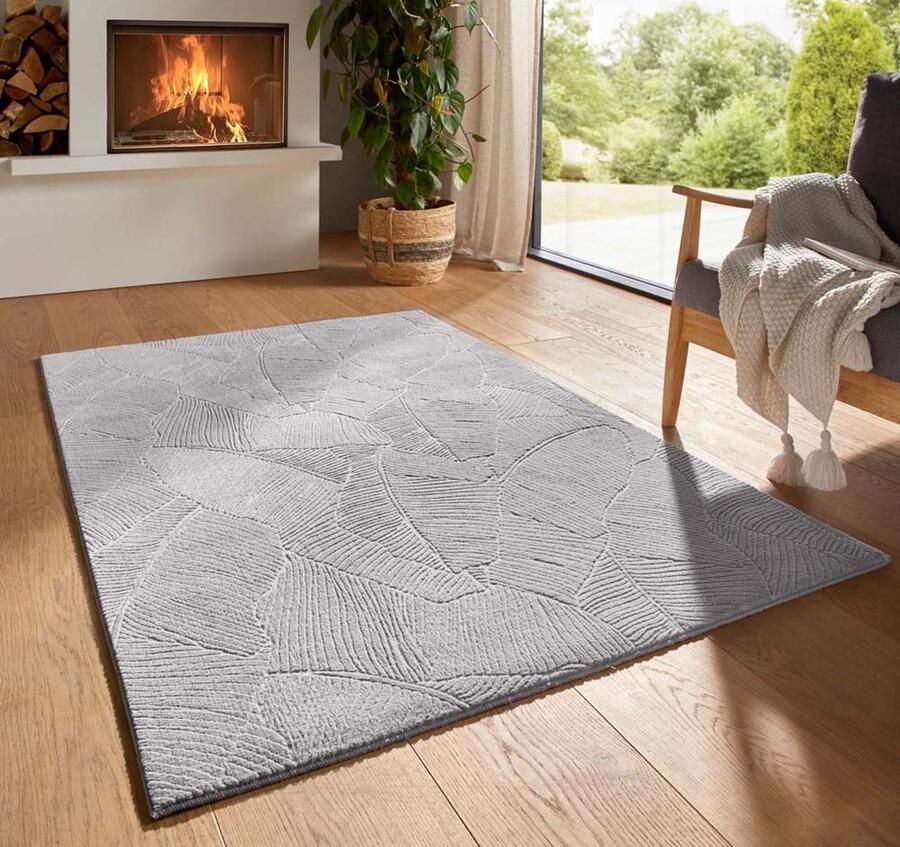 TrueWeave Zacht vloerkleed Fuzz Leaf grijs 50x80 cm