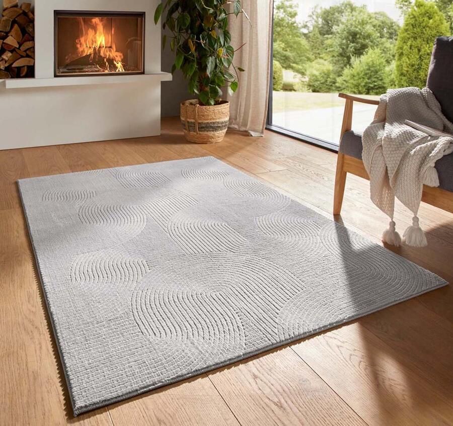 TrueWeave Zacht vloerkleed Fuzz Waves grijs 200x290 cm