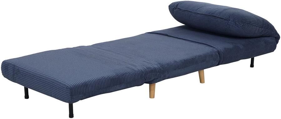 TRUUSK 2-in-1 Slaapbank en Slaapstoel Verstelbaar Vouwmatras Corduroy-Optiek Voor Slaapkamer en Woonkamer Blauw 82 x