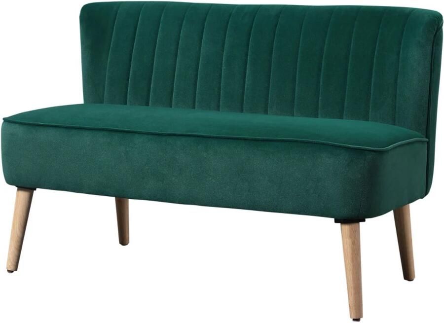 TRUUSK 2-zits Gestoffeerde Bank Stoffen 2-zits Bank Loungebank met Fluweel Donkergroen 117 x 56 5 x 77 cm