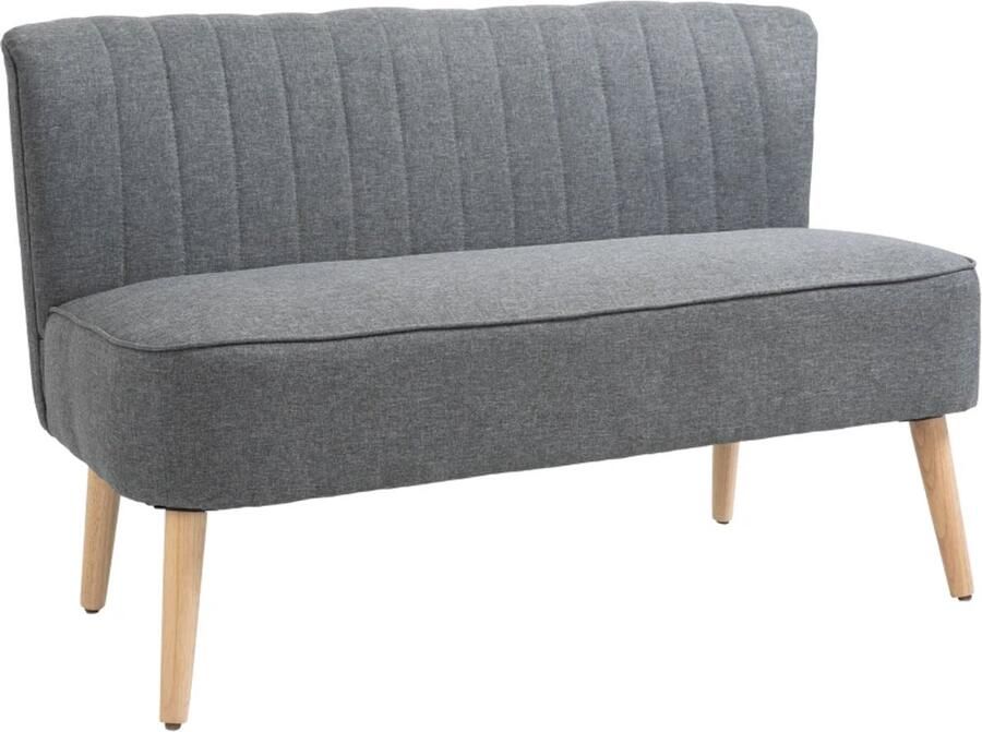 TRUUSK 2-Zits Gestoffeerde Stoffen Bank Loungebank met Foam Zitting Lichtgrijs 117 x 56 5 x 77 cm