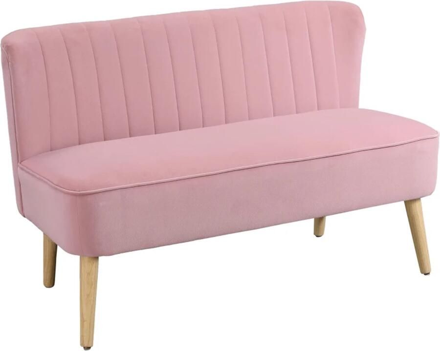 TRUUSK 2-zits Gestoffeerde Stoffen Bank Loungebank van Fluweelachtig Polyester Roze 117 x 56 5 x 77 cm