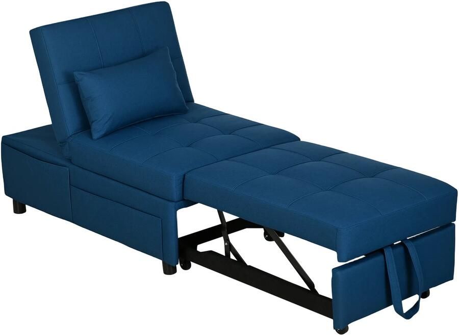 TRUUSK 3-in-1 Slaapstoel met Bedfunctie Uitschuifbare Slaapbank Verstelbare Rugleuning Tot 150 kg Voor Woonkamer en