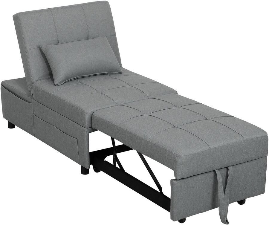 TRUUSK 3-in-1 Slaapstoel Met Bedfunctie Uitschuifbare Slaapbank Verstelbare Rugleuning Tot 150 Kg Belastbaar Voor