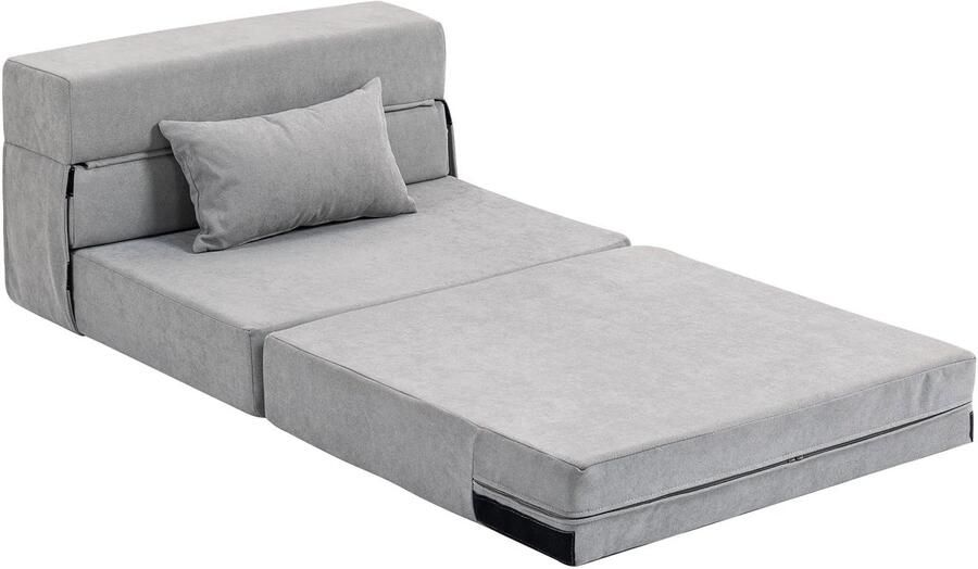 TRUUSK 3-in-1 Slaapstoel Opvouwbare Slaapbank met Bedfunctie Lendenkussen Relaxstoel in Flanellook Chaise Longue voor