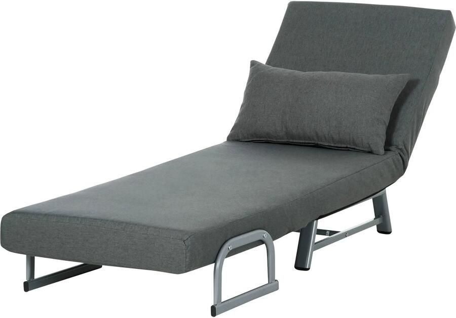 TRUUSK 3-in-1 Slaapstoel Slaapbank met Bedfunctie Verstelbare Rugleuning Opklapbare Relaxstoel Sierkussens Linnenlook