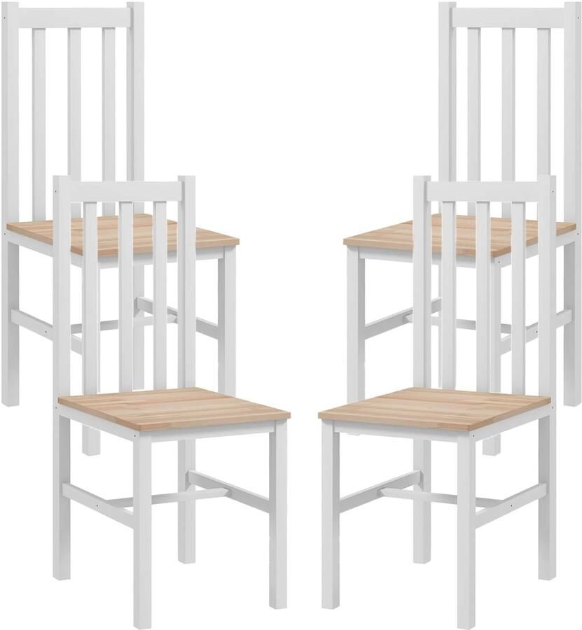 TRUUSK 4-delige Set Eetkamerstoelen Modern Design Massief Hout 38 5 x 47 5 x 99 cm Natuurlijke Afwerking