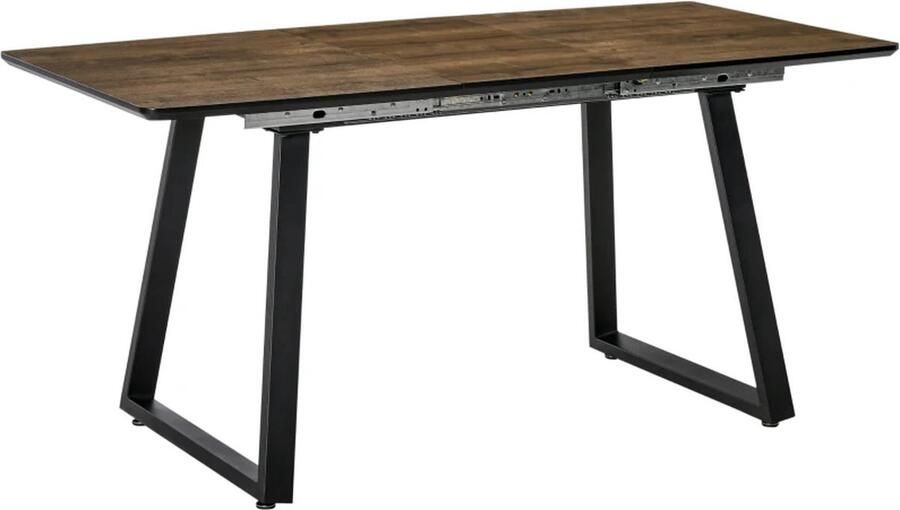 TRUUSK 6-zits Industriële Eettafel Uitschuifbaar Tafelblad 120 Cm X 80 Cm X 76 Cm Zwart + Bruin