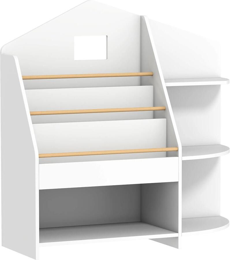TRUUSK AIYAPLAY Kinderboekenkast Met 7 Planken Voor Boeken Speelgoed Ronde Randen Draagt 40 Kg Wit