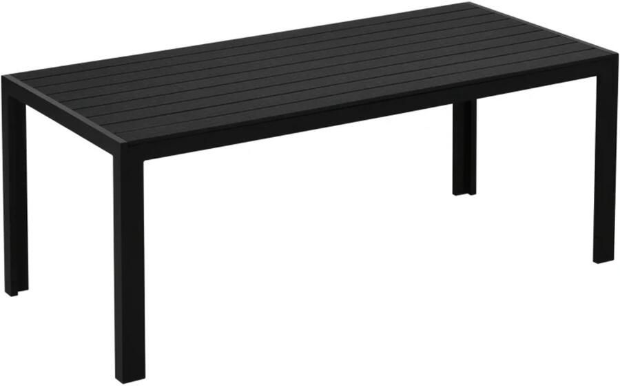 TRUUSK Aluminium Tuintafel Terrastafel Partytafel Balkontafel Polywood Zwart 190 x 84 5 x 72 cm