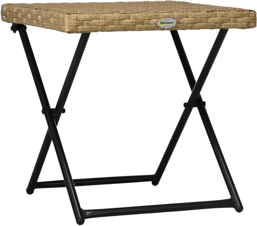 TRUUSK Balkontafel van Polyrotan Opklapbaar Stalen Frame Gemakkelijk Schoon te Maken 40x40x40 cm Naturel