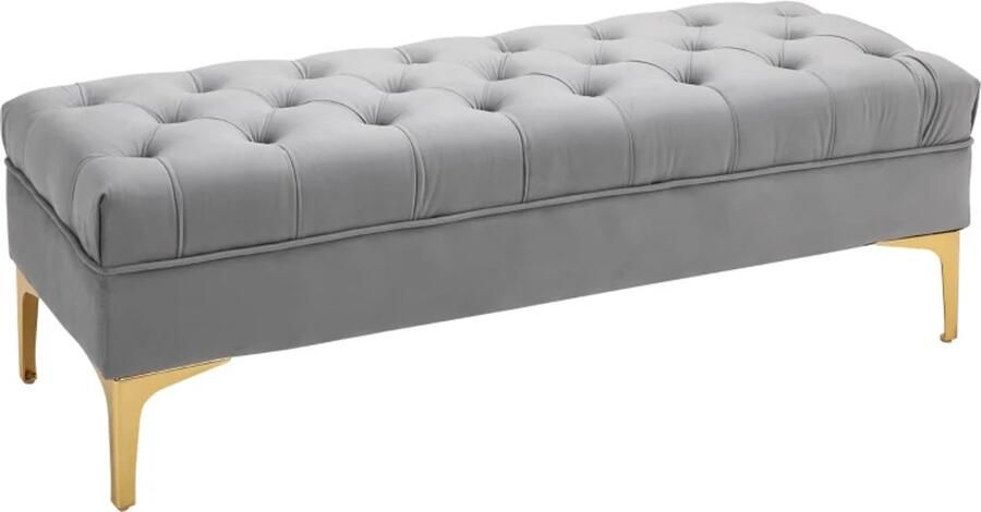 TRUUSK Bank Bedbank en Schoenenbank Verhoogde Poten Fluweel Lichtgrijs 118 x 45 x 42 cm