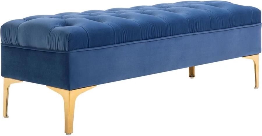 TRUUSK Bank Bedbank en Schoenenbank Verhoogde Poten Fluweelblauw 118 x 45 x 42 cm