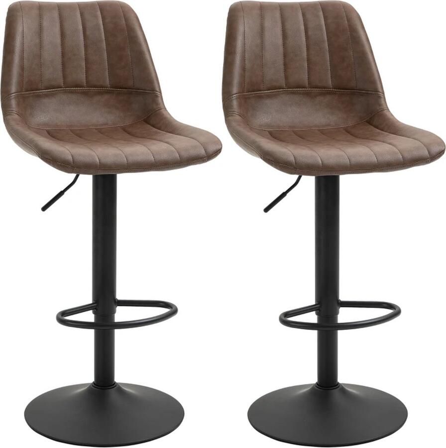 TRUUSK Barkruk Set Van 2 In Retro-design Met Voetsteun In Hoogte Verstelbaar 43 Cm X 49 5 Cm X 111 Cm