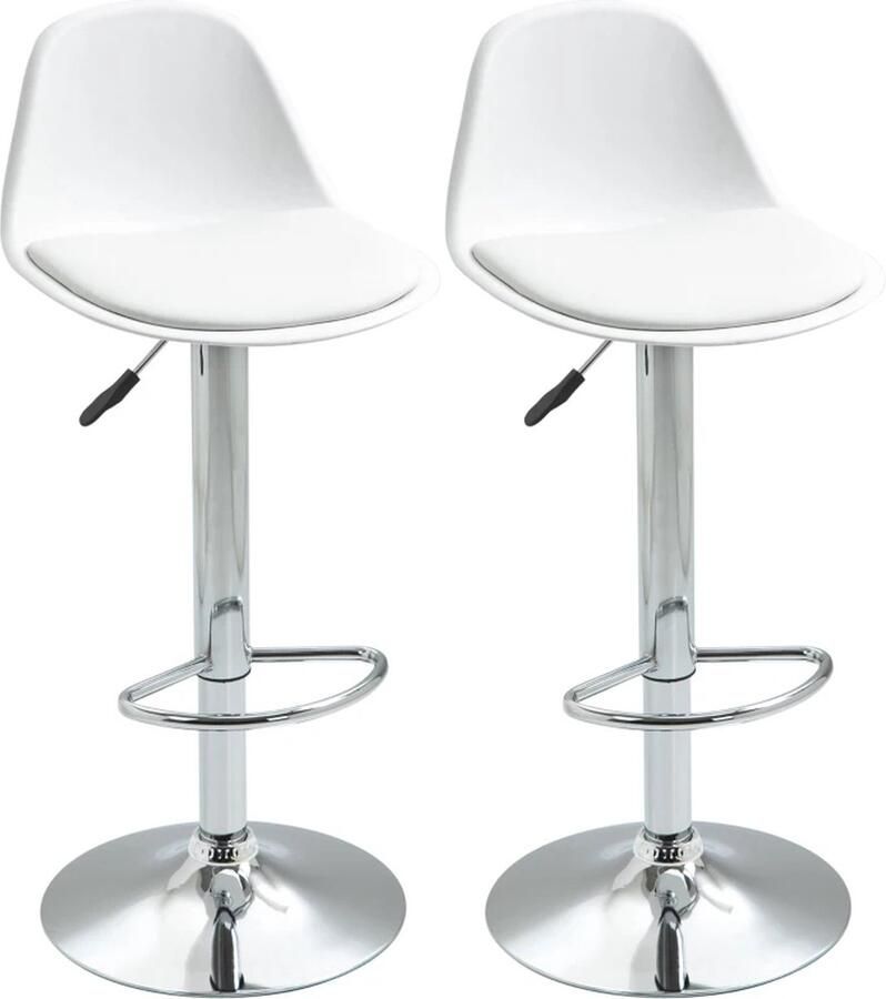 TRUUSK Barkruk Set Van Twee In Hoogte Verstelbaar Draaibaar 40 X 42 X 82-104 Cm Kunstleer Wit